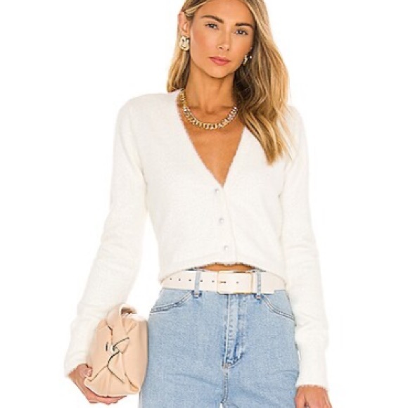 Amanda Uprichard Cozy Button Cardi Ivory Pearl Buttons Small - Picture 5 of 6